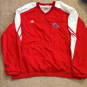 Adidas Red and White V-Neck Jacket